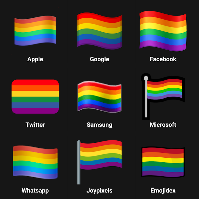 Rainbow Flag emoji on different platforms