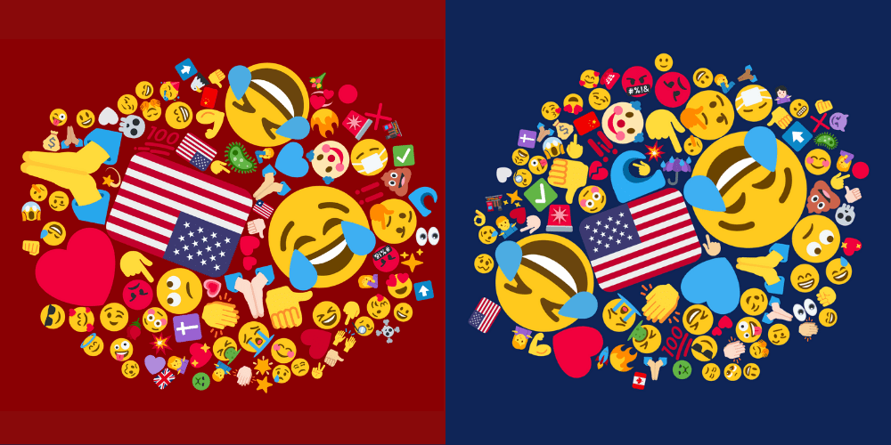 US election 2020 Reps vs Dems emojicloud