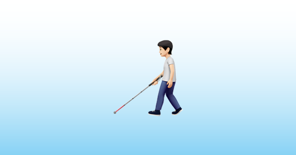 Person With White Cane Light Skin Tone Emoji