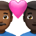 Bagaimana Couple with Heart: Man, Man, Medium-Dark Skin Tone, Dark Skin Tone emoji terlihat di Apple.