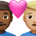 Bagaimana Couple with Heart: Man, Man, Medium-Dark Skin Tone, Medium-Light Skin Tone emoji terlihat di Apple.