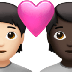 Bagaimana Couple with Heart: Person, Person, Light Skin Tone, Dark Skin Tone emoji terlihat di Apple.