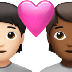 Bagaimana Couple with Heart: Person, Person, Light Skin Tone, Medium-Dark Skin Tone emoji terlihat di Apple.