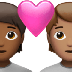 Bagaimana Couple with Heart: Person, Person, Medium-Dark Skin Tone, Medium Skin Tone emoji terlihat di Apple.