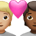 Bagaimana Couple with Heart: Person, Person, Medium-Light Skin Tone, Medium-Dark Skin Tone emoji terlihat di Apple.