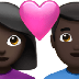 Bagaimana Couple with Heart: Woman, Man, Dark Skin Tone emoji terlihat di Apple.