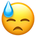 Bagaimana Downcast Face with Sweat emoji terlihat di Apple.