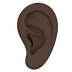 Bagaimana Ear: Dark Skin Tone emoji terlihat di Apple.