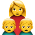 Bagaimana emoji Keluarga: perempuan, kanak-kanak lelaki dan kanak-kanak lelaki kelihatan di Apple.