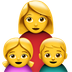 Bagaimana emoji Keluarga: perempuan, budak perempuan dan kanak-kanak lelaki kelihatan di Apple.