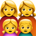 Bagaimana emoji Keluarga: perempuan, perempuan, budak perempuan dan kanak-kanak lelaki kelihatan di Apple.