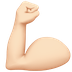 Bagaimana Flexed Biceps: Light Skin Tone emoji terlihat di Apple.