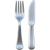 Bagaimana Fork and Knife emoji terlihat di Apple.