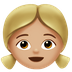 Bagaimana emoji Budak perempuan: ton kulit sederhana cerah kelihatan di Apple.