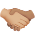 Bagaimana Handshake: Medium-Light Skin Tone, Medium Skin Tone emoji terlihat di Apple.