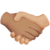 Bagaimana Handshake: Medium Skin Tone, Medium-Light Skin Tone emoji terlihat di Apple.