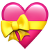 Bagaimana Heart with Ribbon emoji terlihat di Apple.