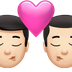 Bagaimana Kiss: Man, Man, Light Skin Tone emoji terlihat di Apple.