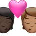 Bagaimana Kiss: Person, Person, Dark Skin Tone, Medium Skin Tone emoji terlihat di Apple.