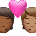 Bagaimana Kiss: Person, Person, Medium-Dark Skin Tone, Medium Skin Tone emoji terlihat di Apple.