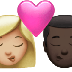 2人でキス: 女性 男性 やや薄い肌色 濃い肌色の絵文字がAppleでどのように見えるか。