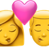 Bagaimana emoji Cium: perempuan dan lelaki kelihatan di Apple.