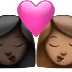 Bagaimana Kiss: Woman, Woman, Dark Skin Tone, Medium Skin Tone emoji terlihat di Apple.