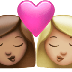 Bagaimana Kiss: Woman, Woman, Medium Skin Tone, Medium-Light Skin Tone emoji terlihat di Apple.