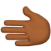 Bagaimana Leftwards Hand: Medium-Dark Skin Tone emoji terlihat di Apple.