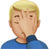 Bagaimana Man Facepalming: Medium-Light Skin Tone emoji terlihat di Apple.