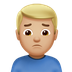 Jak wygląda emoji Zachmurzony mężczyzna: karnacja średnio jasna w Apple.