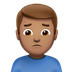 Bagaimana Man Frowning: Medium Skin Tone emoji terlihat di Apple.