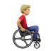 Bagaimana Man in Manual Wheelchair Facing Right: Medium-Light Skin Tone emoji terlihat di Apple.