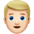 Bagaimana Man: Light Skin Tone, Blond Hair emoji terlihat di Apple.