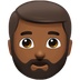 איך גבר עם זקן: גוון עור כהה בינוני emoji נראה על Apple.