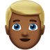 Bagaimana Man: Medium-Dark Skin Tone, Blond Hair emoji terlihat di Apple.