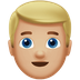 Bagaimana emoji Lelaki: ton kulit sederhana cerah dan rambut perang kelihatan di Apple.