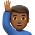 Bagaimana emoji Lelaki mengangkat tangan: ton kulit sederhana gelap kelihatan di Apple.