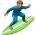 Bagaimana Man Surfing: Medium Skin Tone emoji terlihat di Apple.