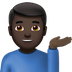 Bagaimana Man Tipping Hand: Dark Skin Tone emoji terlihat di Apple.