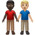 Bagaimana Men Holding Hands: Dark Skin Tone, Medium-Light Skin Tone emoji terlihat di Apple.