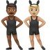 Wie Männer mit Hasenohren: mitteldunkle Hautfarbe, mittelhelle Hautfarbe Emoji auf Apple aussieht.