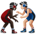 Wie Ringende Männer: dunkle Hautfarbe, helle Hautfarbe Emoji auf Apple aussieht.