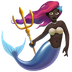 Bagaimana Mermaid: Dark Skin Tone emoji terlihat di Apple.