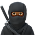 Bagaimana emoji Ninja: ton kulit sederhana gelap kelihatan di Apple.