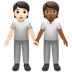 Bagaimana People Holding Hands: Light Skin Tone, Medium-Dark Skin Tone emoji terlihat di Apple.