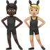 Wie Personen mit Hasenohren: dunkle Hautfarbe, mittelhelle Hautfarbe Emoji auf Apple aussieht.