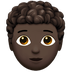 איך אדם: גוון עור כהה, שיער מתולתל emoji נראה על Apple.