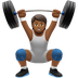 Bagaimana Person Lifting Weights: Medium-Dark Skin Tone emoji terlihat di Apple.