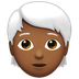 Bagaimana emoji Dewasa: ton kulit sederhana gelap dan rambut putih kelihatan di Apple.